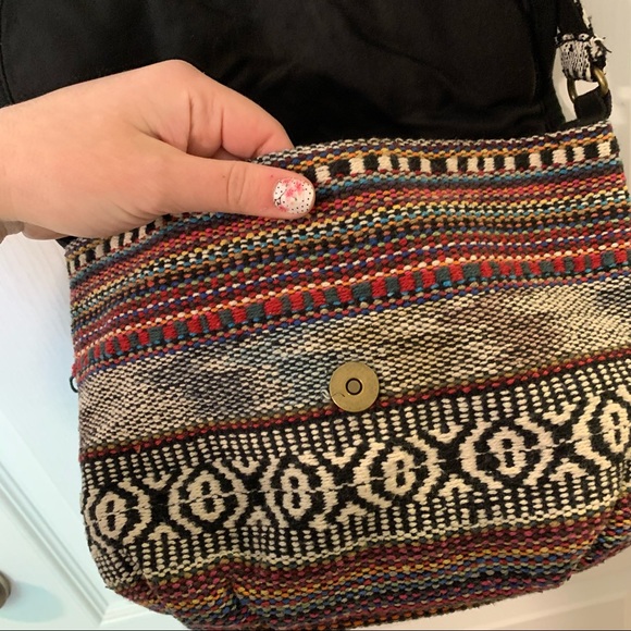 Patchwork / stripe tribal print crossbody purse - Picture 10 of 10